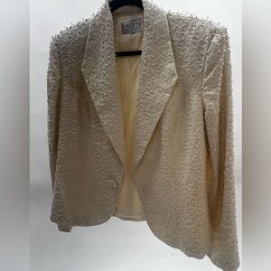 Vintage Oleg Cassini Cream Pearl & Beaded Blazer